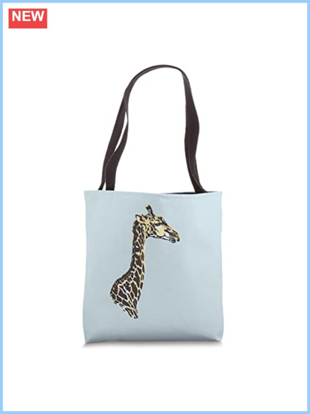 Giraffe Line and Wash Art Tote Bag 16in Cotton Webbing Handles